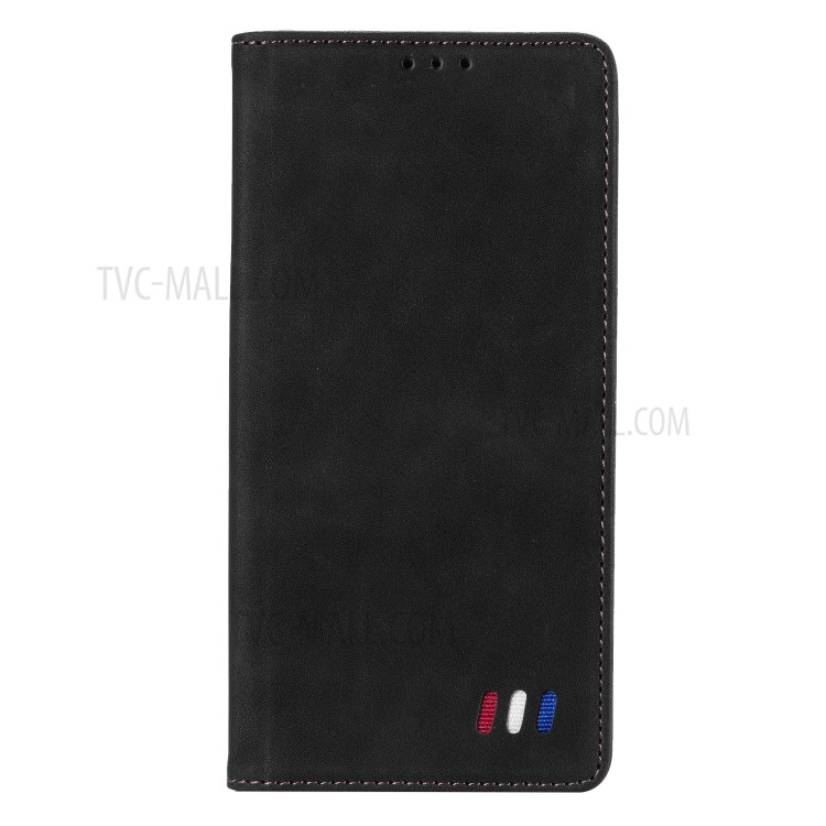 Pour Samsung Galaxy A72 5G / 4G Portefeuille Coque Cuir Skin-Touch Couverture De Téléphone Portable Avec Support & Ornement Tri-coloré - Noir-9
