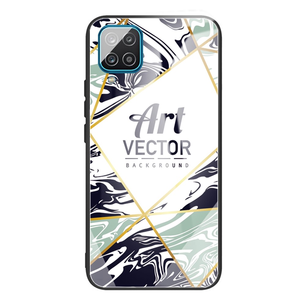 Marble Pattern Tempered Glass Back + TPU Hybrid Cell Phone Cover Case for Samsung Galaxy F62 / M62 - Style A-1