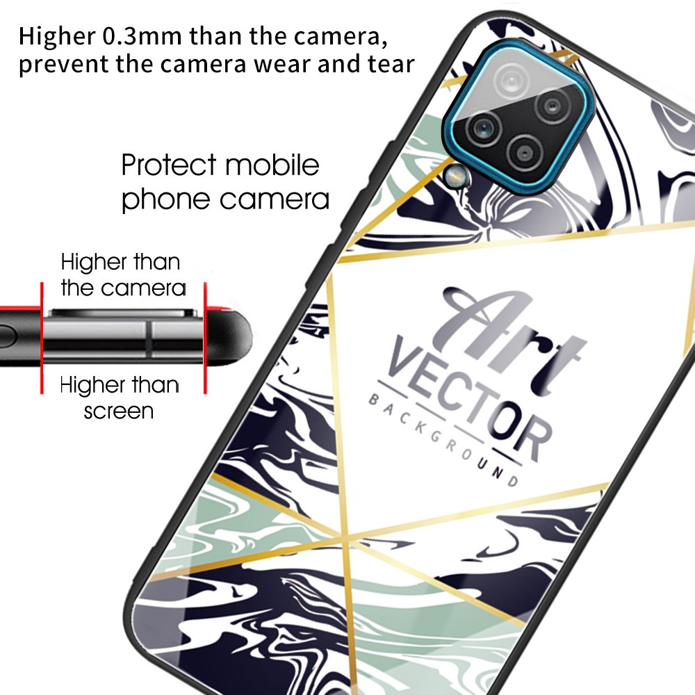Marble Pattern Tempered Glass Back + TPU Hybrid Cell Phone Cover Case for Samsung Galaxy F62 / M62 - Style A-3