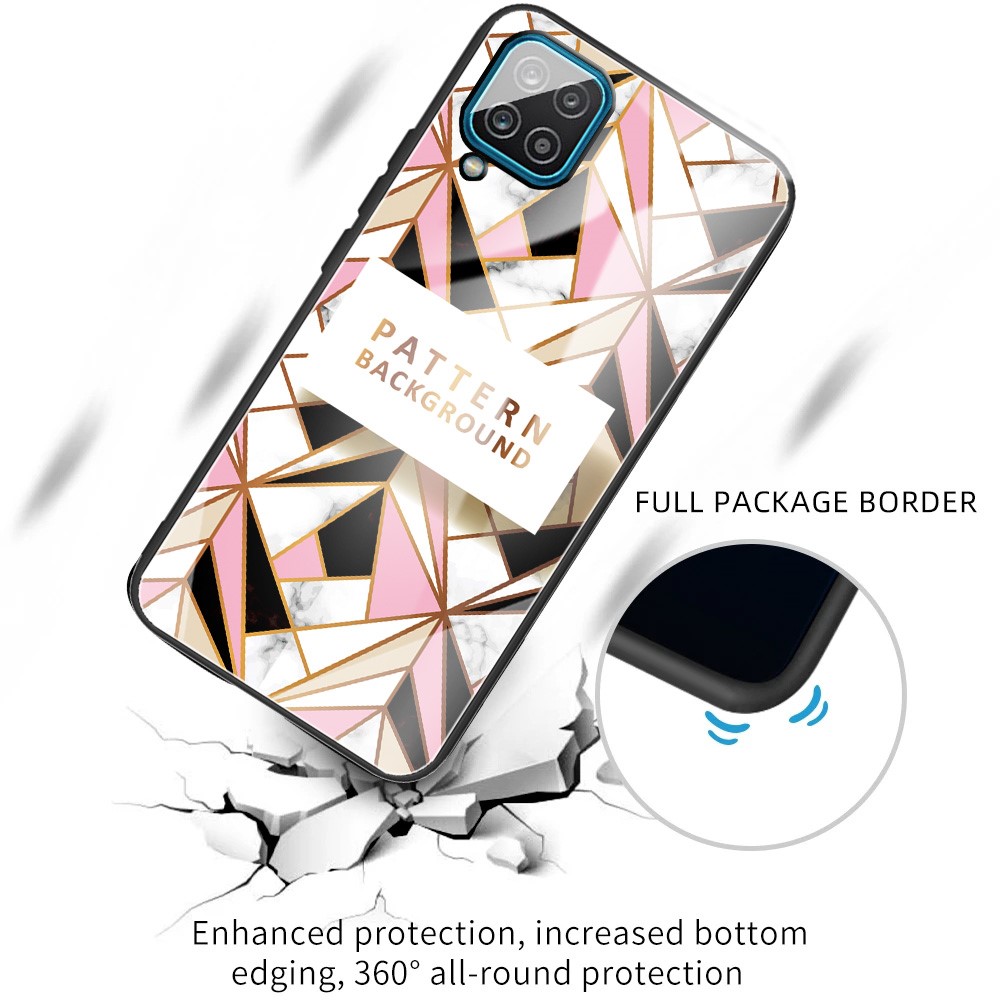 Marble Pattern Tempered Glass Back + TPU Hybrid Phone Back Case Cover for Samsung Galaxy A42 5G - Style A-2