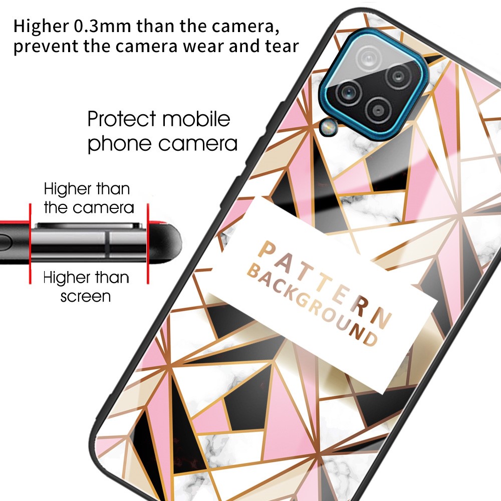 Marble Pattern Tempered Glass Back + TPU Hybrid Phone Back Case Cover for Samsung Galaxy A42 5G - Style A-3