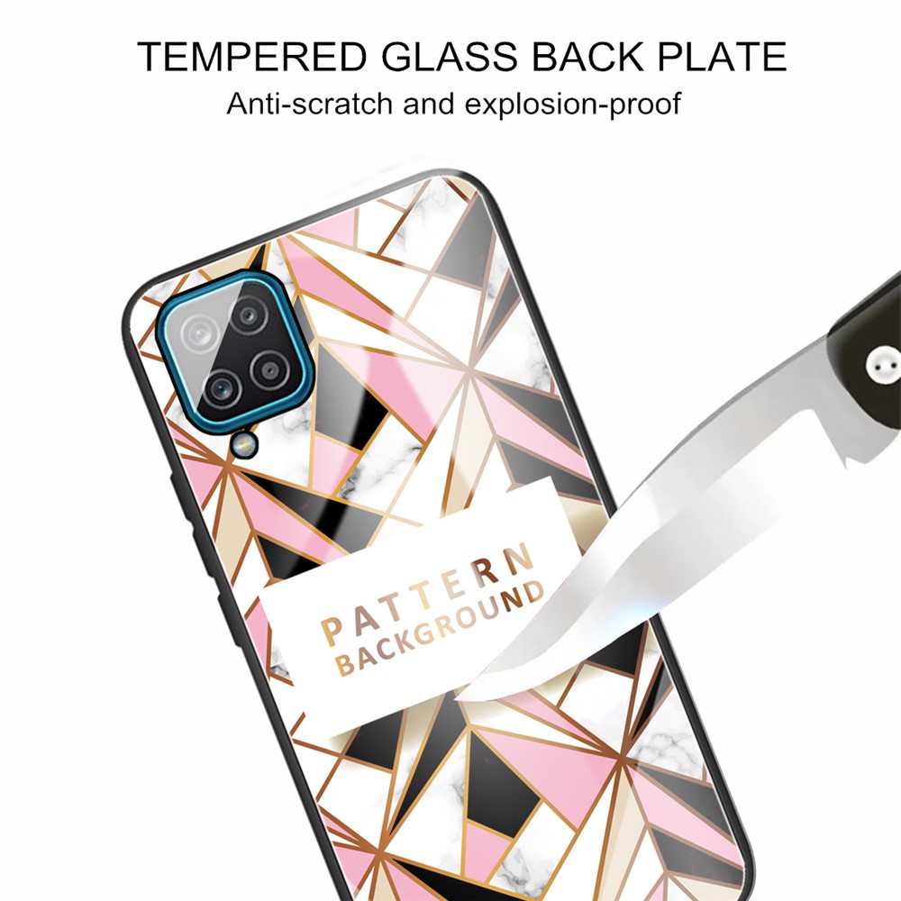 Marble Pattern Tempered Glass Back + TPU Hybrid Phone Back Case Cover for Samsung Galaxy A42 5G - Style A-4