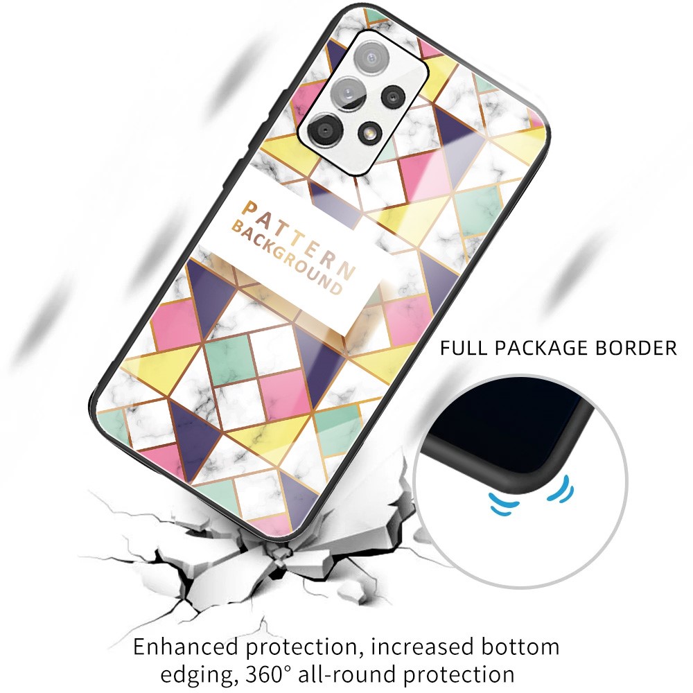 Tempered Glass TPU Hybrid Case Cover with Marble Pattern Printing for Samsung Galaxy A32 5G - Style A-2