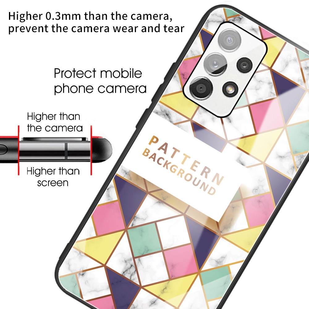 Tempered Glass TPU Hybrid Case Cover with Marble Pattern Printing for Samsung Galaxy A32 5G - Style A-3