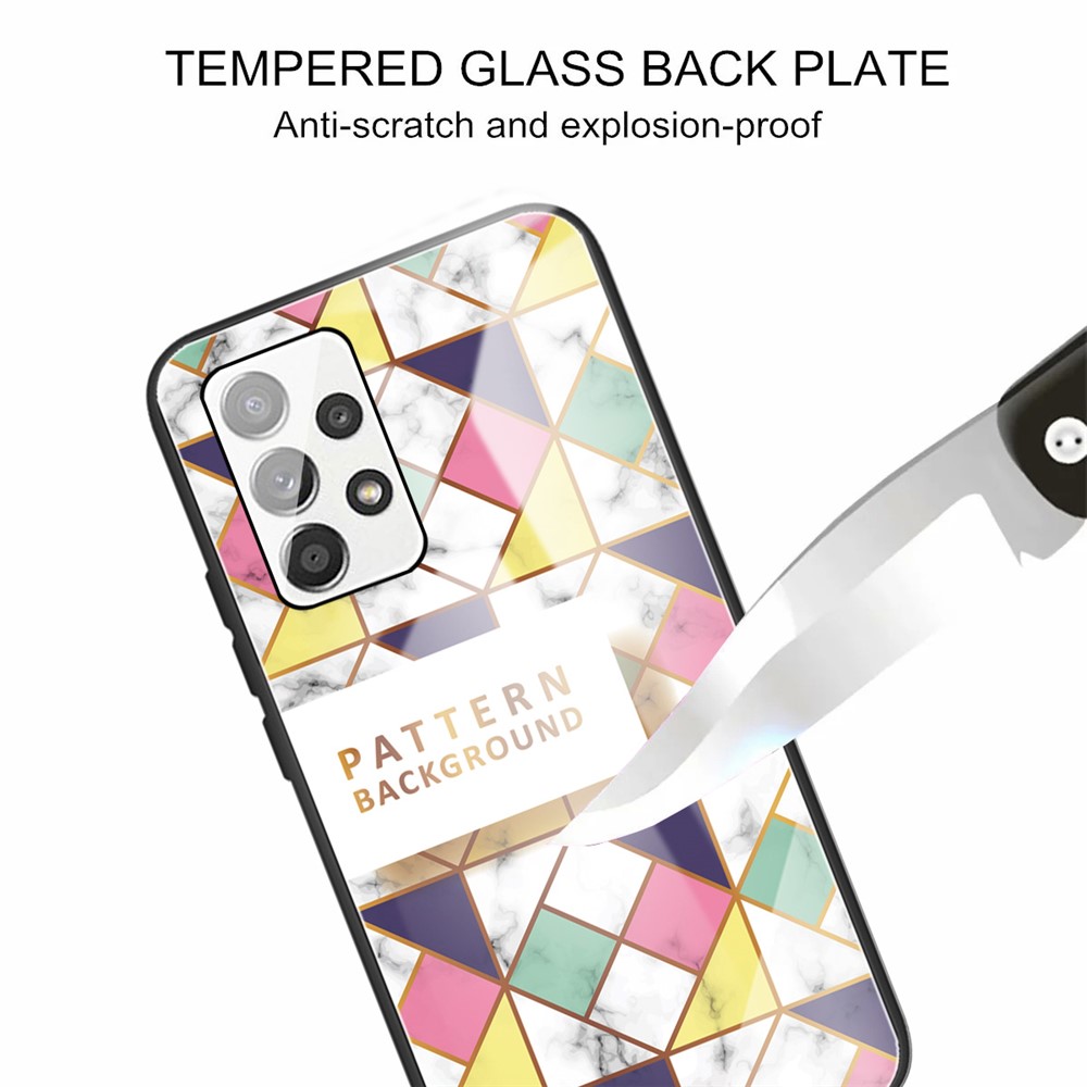 Tempered Glass TPU Hybrid Case Cover with Marble Pattern Printing for Samsung Galaxy A32 5G - Style A-4
