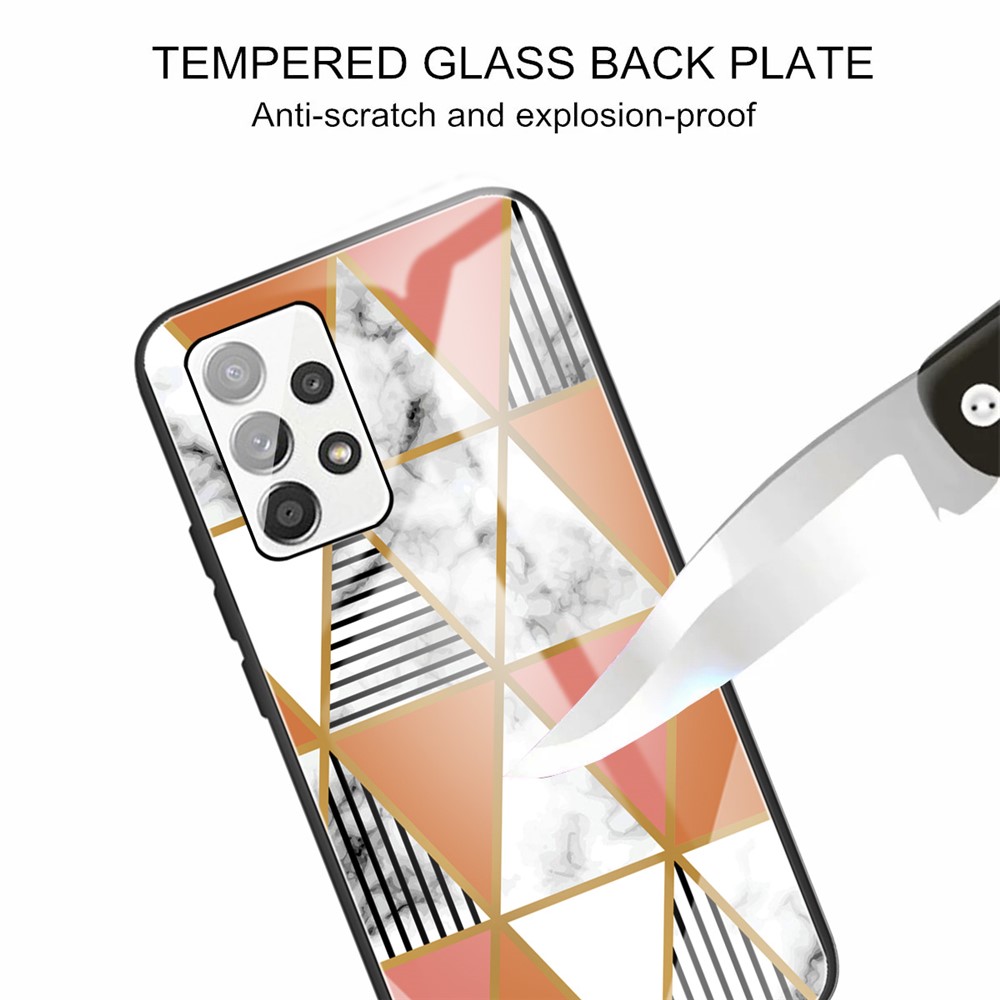 Marble Pattern Tempered Glass Phone Protective Case Shell for Samsung Galaxy A32 4G (EU Version) - Style A-4