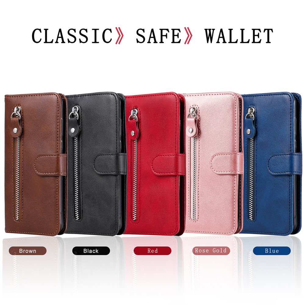 Zipper Pocket Leather Protector Wallet Stand Case for Samsung Galaxy M02/A02 - Black-11