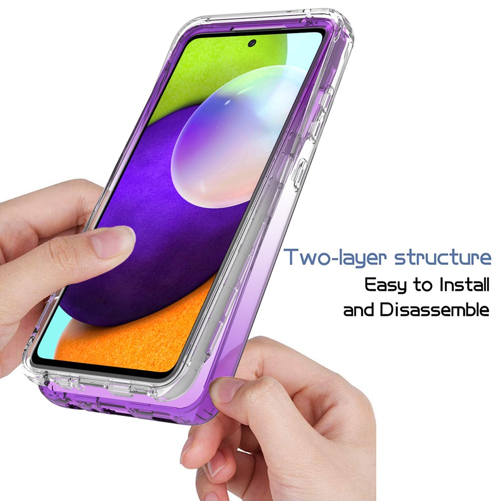 2-in-1 Gradient Color Design PC+TPU Phone Case for Samsung Galaxy A52 4G/5G - Purple-5