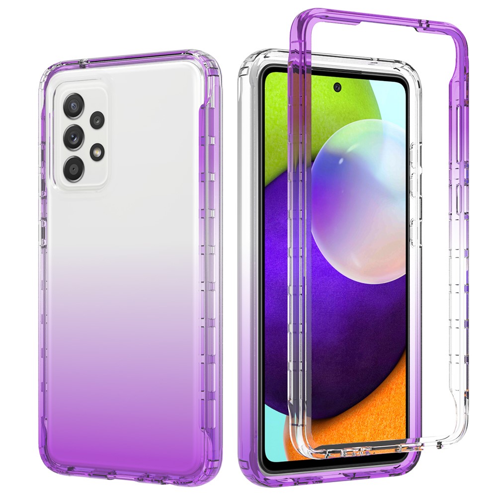 2-in-1 Gradient Color Design PC+TPU Phone Case for Samsung Galaxy A52 4G/5G - Purple-7