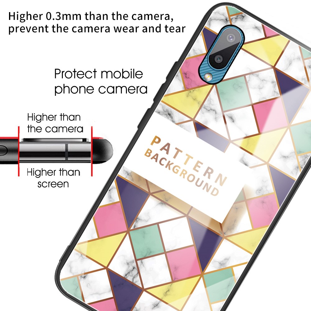 Tempered Glass Back + TPU Hybrid Phone Case Marble Pattern Printing Shell for Samsung Galaxy A02/M02 - Style A-3
