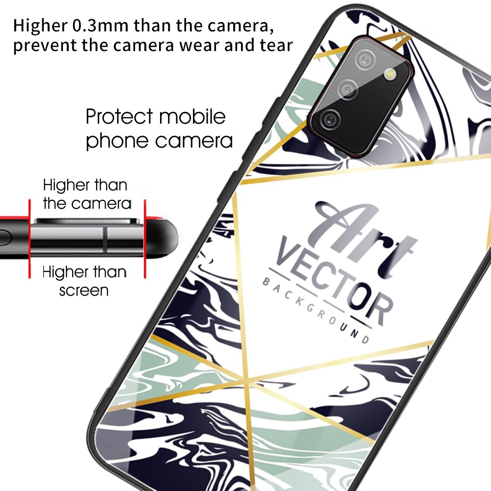 Marble Pattern Shockproof Tempered Glass Hybrid Phone Case for Samsung Galaxy A02s (164.2x75.9x9.1mm) - Style A-3