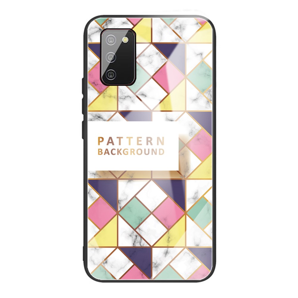 Marble Pattern Printing Tempered Glass Phone Protective Shell for Samsung Galaxy A02s (166.5x75.9x9.2mm) - Style A-1
