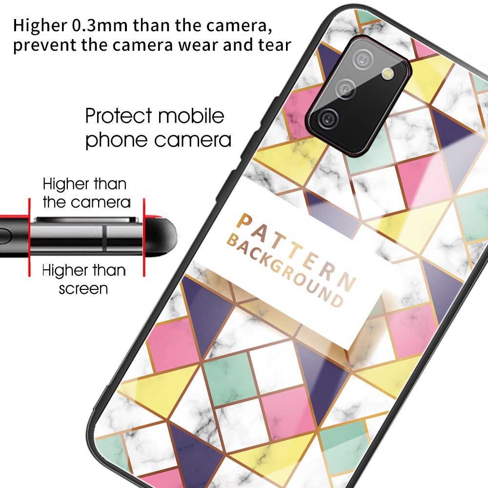 Marble Pattern Printing Tempered Glass Phone Protective Shell for Samsung Galaxy A02s (166.5x75.9x9.2mm) - Style A-3