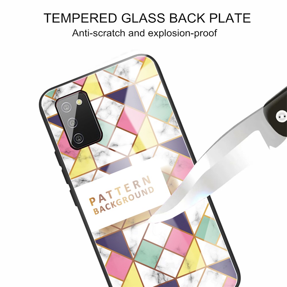 Marble Pattern Printing Tempered Glass Phone Protective Shell for Samsung Galaxy A02s (166.5x75.9x9.2mm) - Style A-4