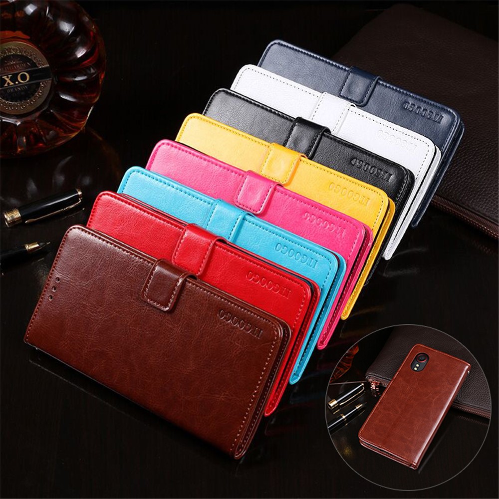 IDEWEI Folio Flip Crazy Horse Texture Leather Mobile Casing with Wallet Stand for Samsung Galaxy Xcover 5 - Brown-13