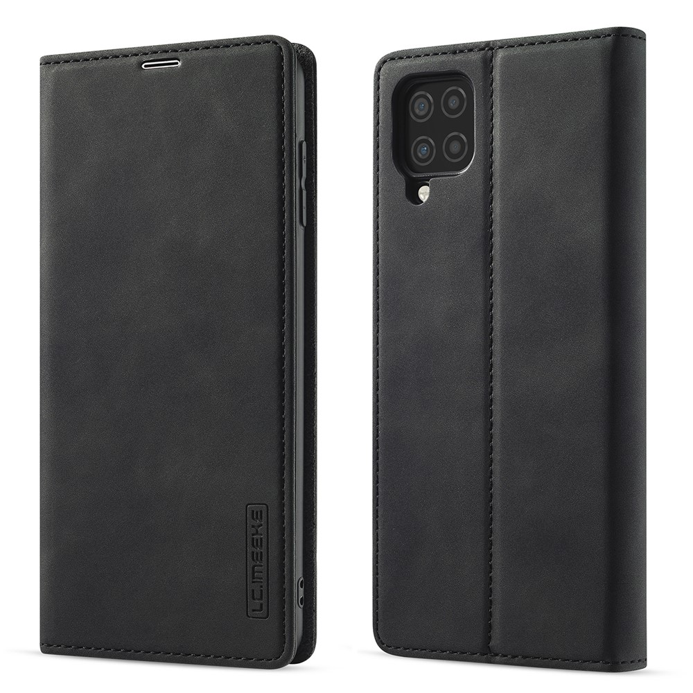 LC.IMEEKE LC Strong Magnetic Series Auto-absorbed Leather Wallet Stand Phone Protective Shell for Samsung Galaxy A42 5G - Black-1