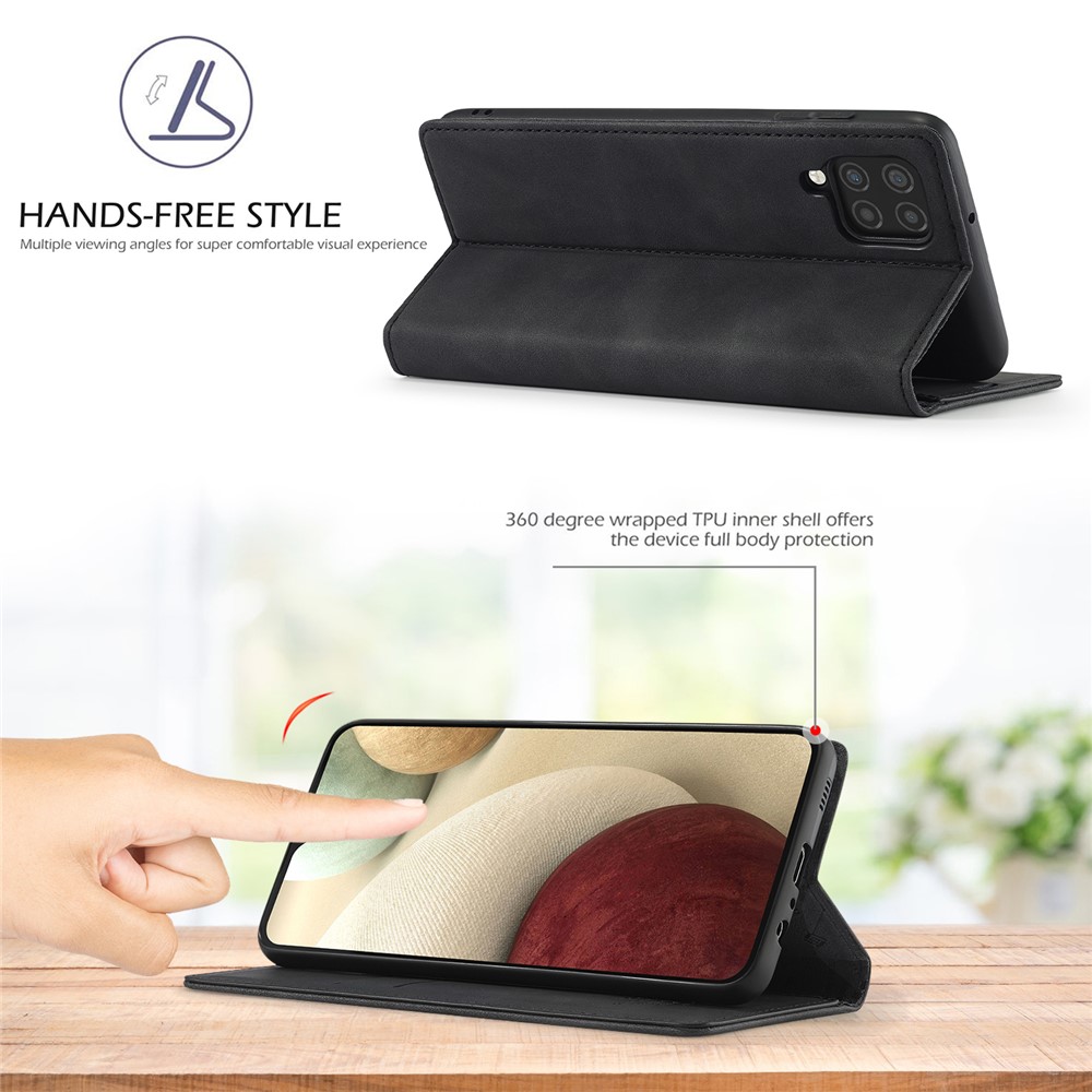 LC.IMEEKE LC Strong Magnetic Series Auto-absorbed Leather Wallet Stand Phone Protective Shell for Samsung Galaxy A42 5G - Black-2