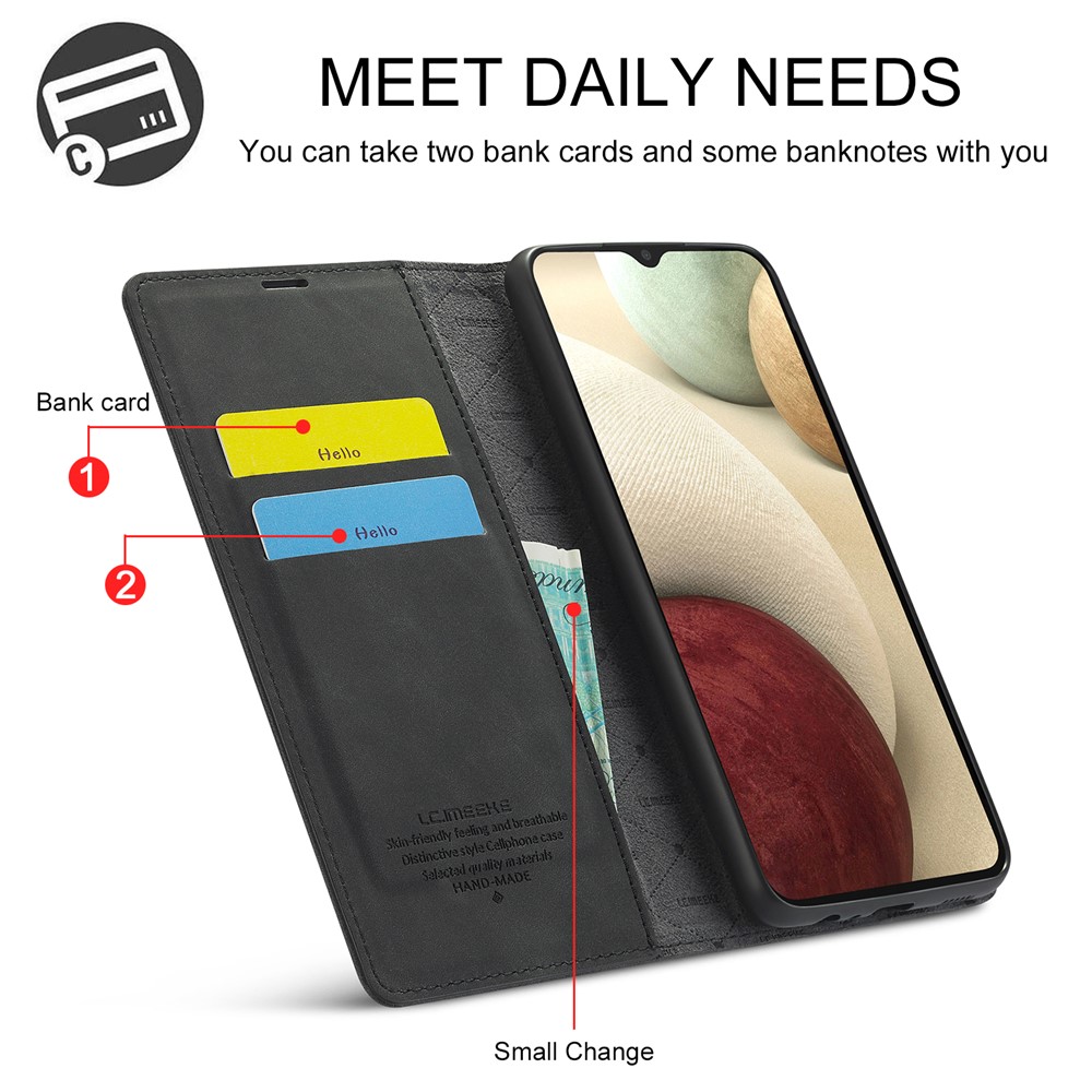 LC.IMEEKE LC Strong Magnetic Series Auto-absorbed Leather Wallet Stand Phone Protective Shell for Samsung Galaxy A42 5G - Black-6