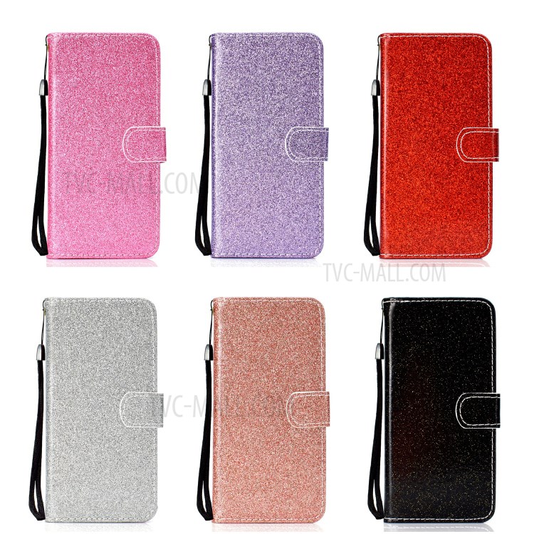 Glitter Powder Cellphone Cover Wallet Stand PU Leather Case for Samsung Galaxy A32 5G - Black-10