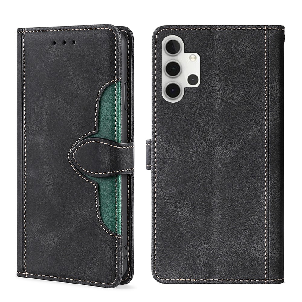 Contrast Color Leather Wallet Phone Protection Cover Case for Samsung Galaxy A32 4G (EU Version) - Black-1