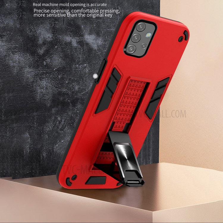 PC+TPU Hybrid Phone Case Cover Shell with Metal Kickstand for Samsung Galaxy A32 5G - Blue-9