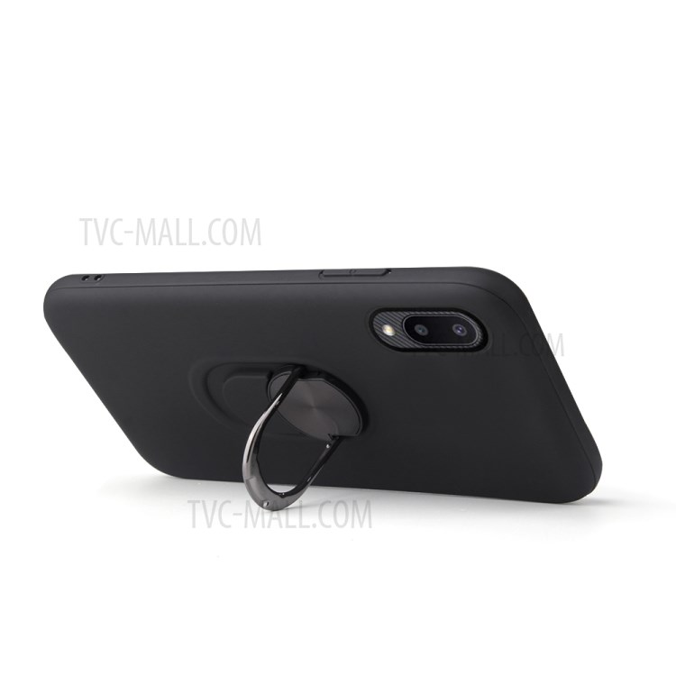 Detachable PC + TPU Hybrid Phone Case with Electroplating Finger Ring Kickstand for Samsung Galaxy A02 - Red-2