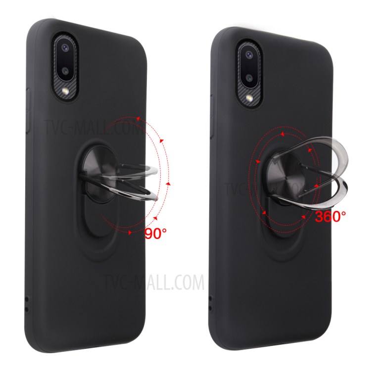 Detachable PC + TPU Hybrid Phone Case with Electroplating Finger Ring Kickstand for Samsung Galaxy A02 - Red-4