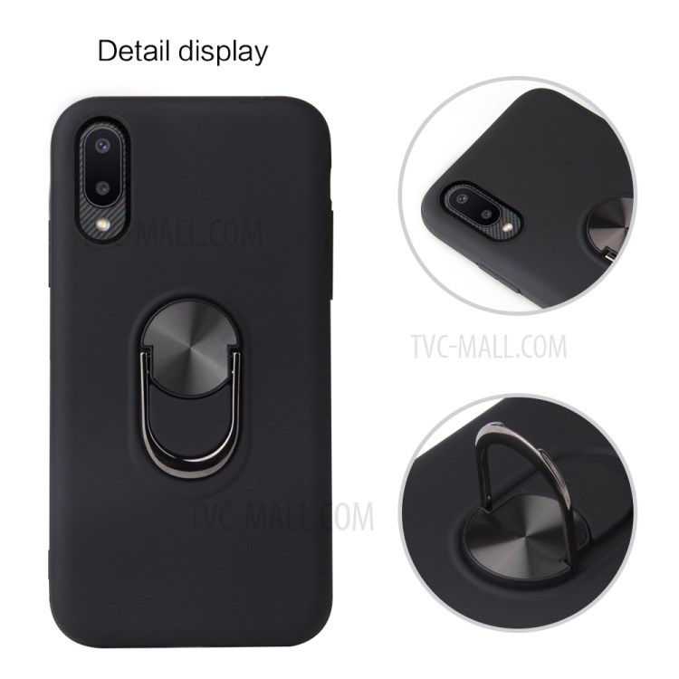Detachable PC + TPU Hybrid Phone Case with Electroplating Finger Ring Kickstand for Samsung Galaxy A02 - Red-6