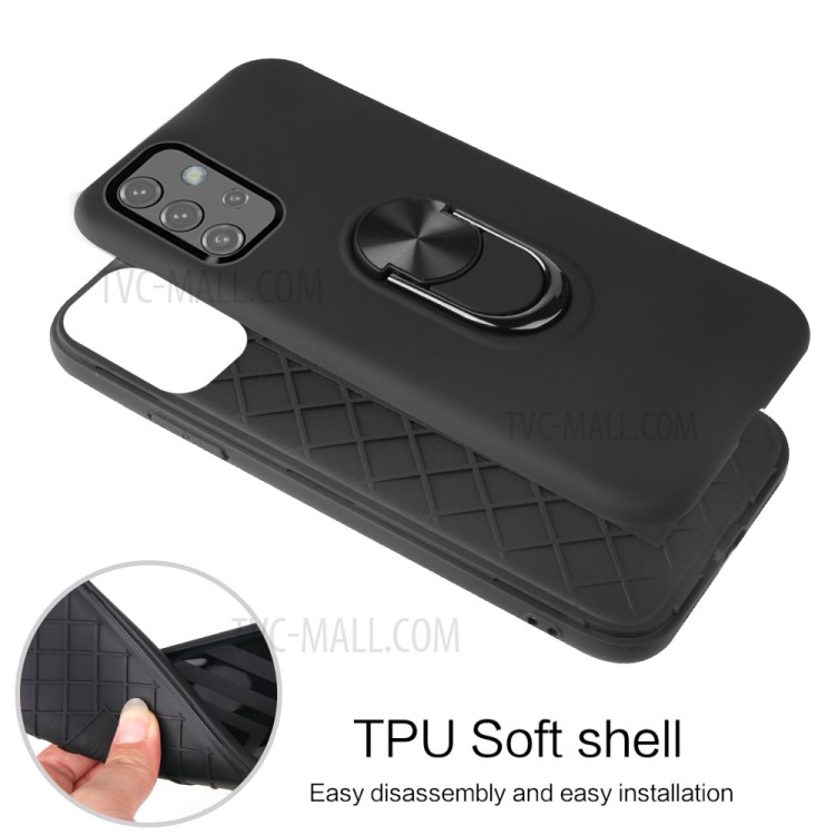 Detachable PC + TPU Hybrid Phone Protective Case with Finger Ring Kickstand for Samsung Galaxy A32 5G - Rose Gold-5