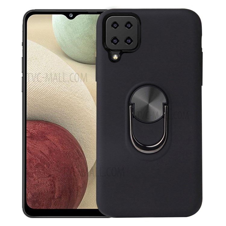Detachable PC + TPU Hybrid Case with 360 Degree Rotatable Finger Ring Kickstand for Samsung Galaxy A42 5G - Black-1