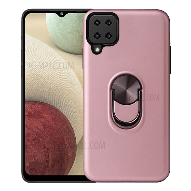 Detachable PC + TPU Hybrid Case with 360 Degree Rotatable Finger Ring Kickstand for Samsung Galaxy A42 5G - Rose Gold-1