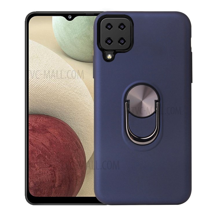 Detachable PC + TPU Hybrid Case with 360 Degree Rotatable Finger Ring Kickstand for Samsung Galaxy A42 5G - Blue-1