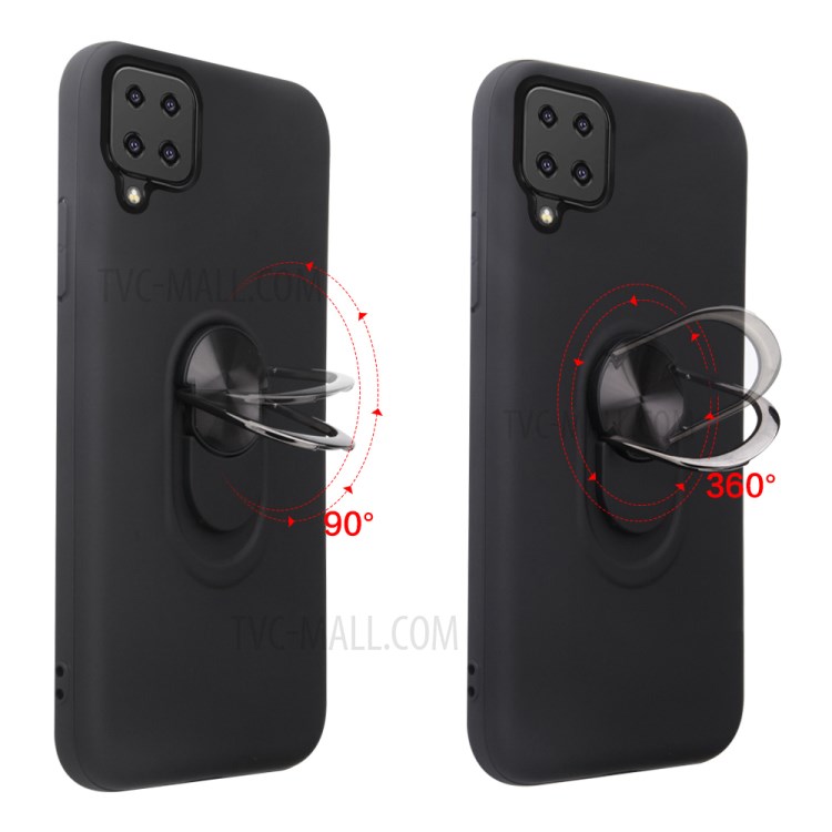 Detachable PC + TPU Hybrid Case with 360 Degree Rotatable Finger Ring Kickstand for Samsung Galaxy A42 5G - Wine Red-4