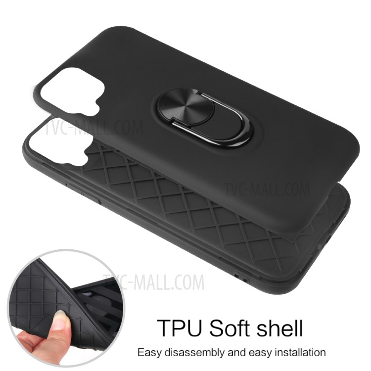 Detachable PC + TPU Hybrid Case with 360 Degree Rotatable Finger Ring Kickstand for Samsung Galaxy A42 5G - Wine Red-5
