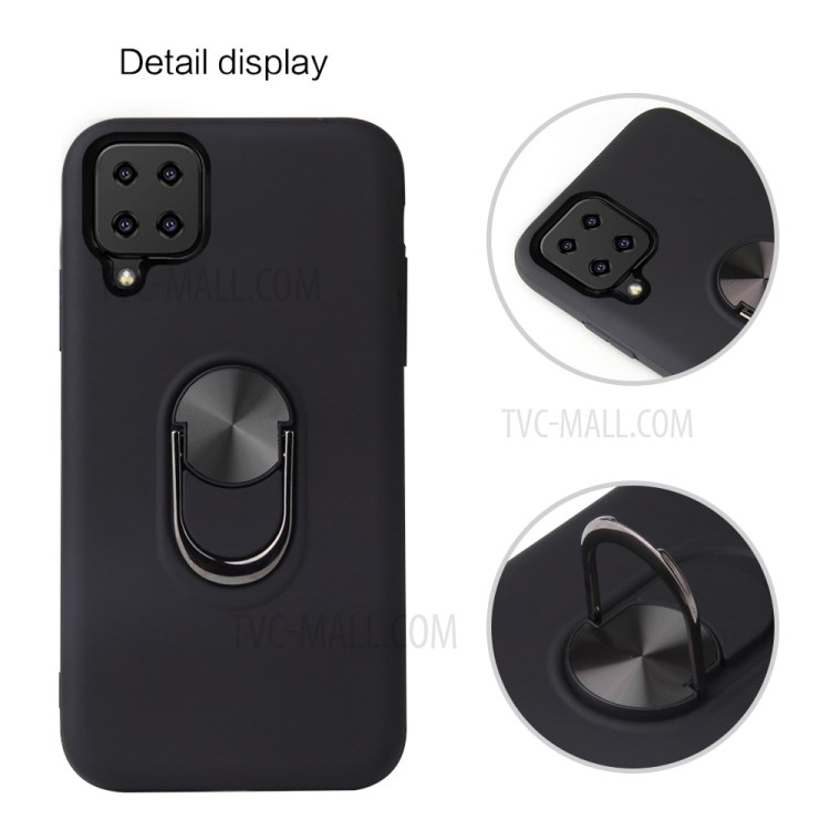 Detachable PC + TPU Hybrid Case with 360 Degree Rotatable Finger Ring Kickstand for Samsung Galaxy A42 5G - Wine Red-6
