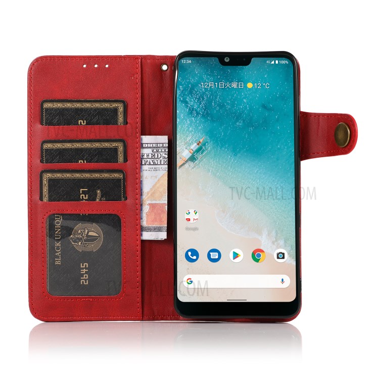 KHAZNEH Shockproof PU Leather Stand Wallet Phone Cover Case with Hand Strap for Samsung Galaxy S21 FE - Red-6