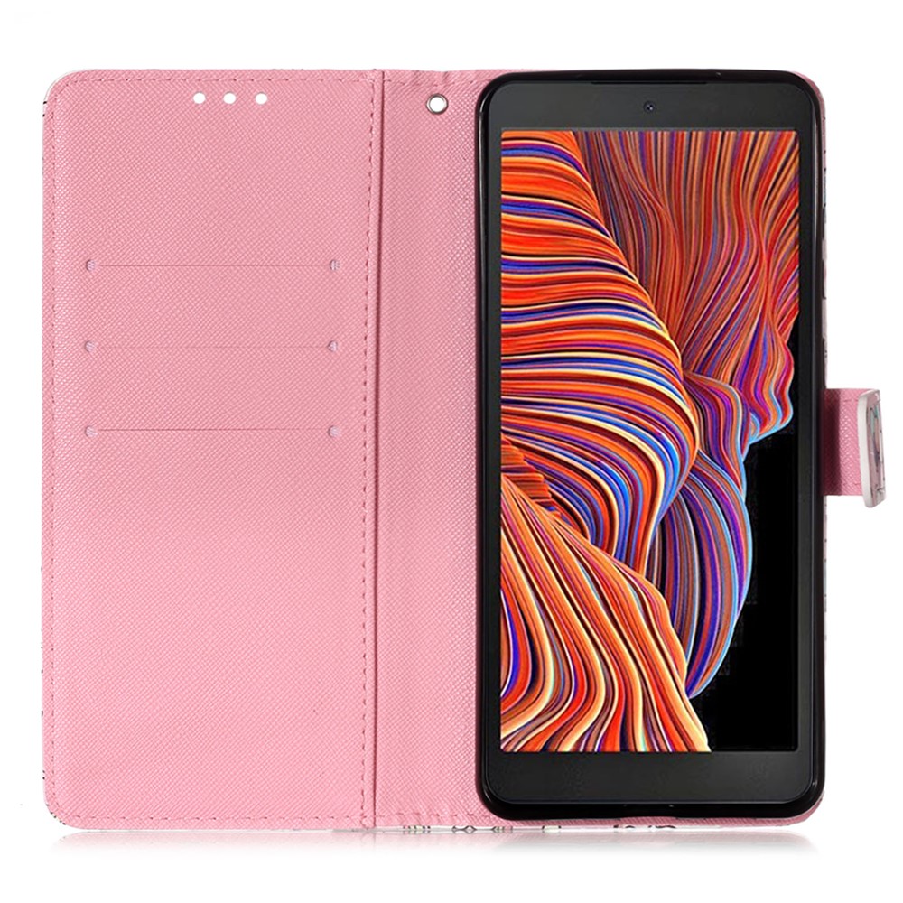 Lanyard Design Leather Phone Pattern Printing Design Case with Wallet and Stand for Samsung Galaxy Xcover 5 - Rose Butterfly-6