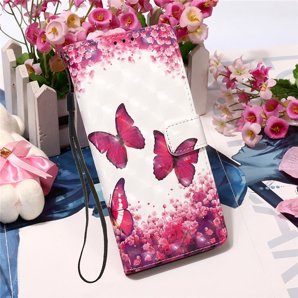 Lanyard Design Leather Phone Pattern Printing Design Case with Wallet and Stand for Samsung Galaxy Xcover 5 - Rose Butterfly-7
