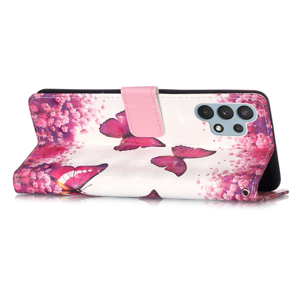 Pattern Printing Design Leather Wallet Phone Stand Case with Lanyard for Samsung Galaxy A32 4G (EU Version) - Rose Butterfly-4