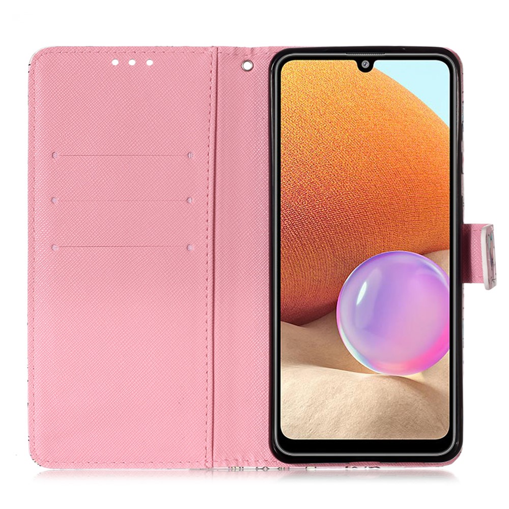 Pattern Printing Design Leather Wallet Phone Stand Case with Lanyard for Samsung Galaxy A32 4G (EU Version) - Rose Butterfly-6