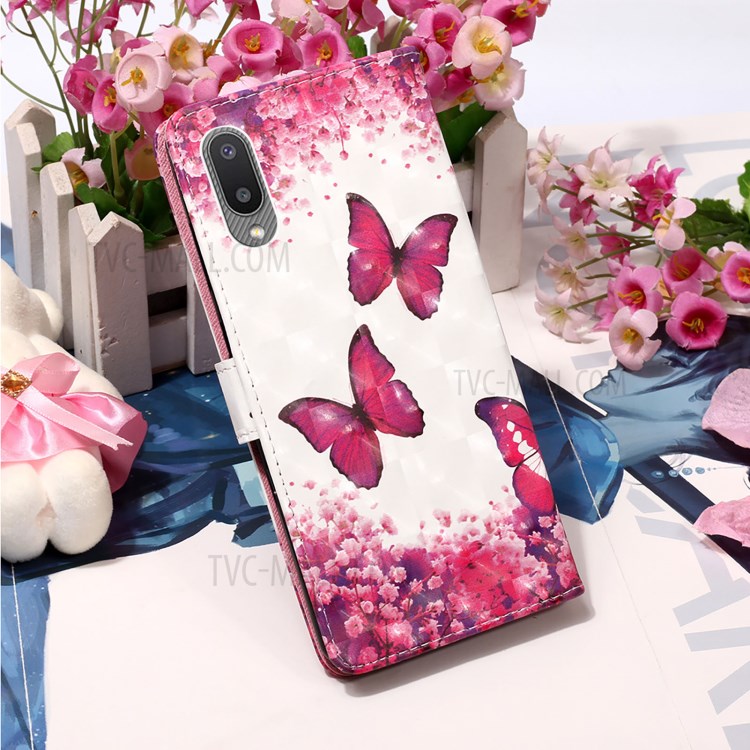 Pattern Printing Wallet Design Leather Phone Stand Case with Lanyard for Samsung Galaxy A02/M02 - Rose Butterfly-8