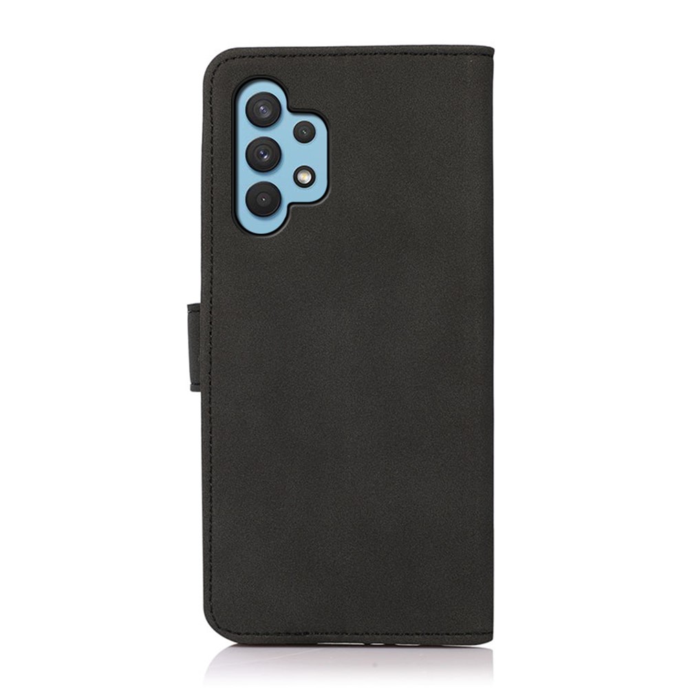 KHAZNEH Textured Surface Wallet Leather Phone Stand Cover Case for Samsung Galaxy A32 5G - Black-3