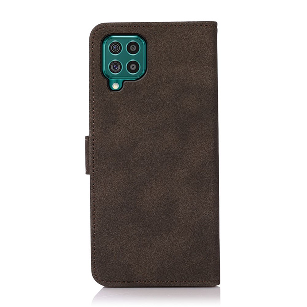 KHAZNEH Textured Phone Case Stand Wallet Leather Cover Case for Samsung Galaxy F62 / Galaxy M62 - Brown-3