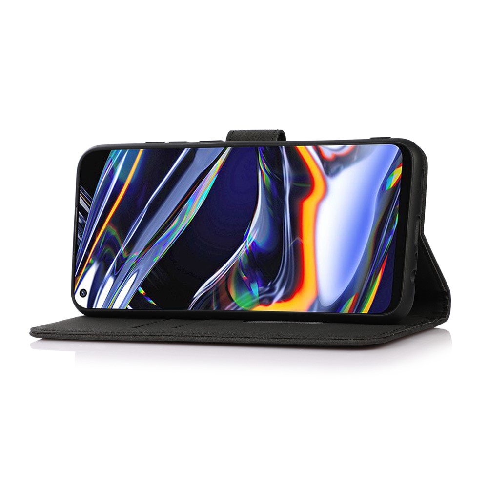 Khazneh Wallet Stand Design Copertina in Pelle Per Samsung Galaxy S21 FE / S21 Fan Edition - Nero