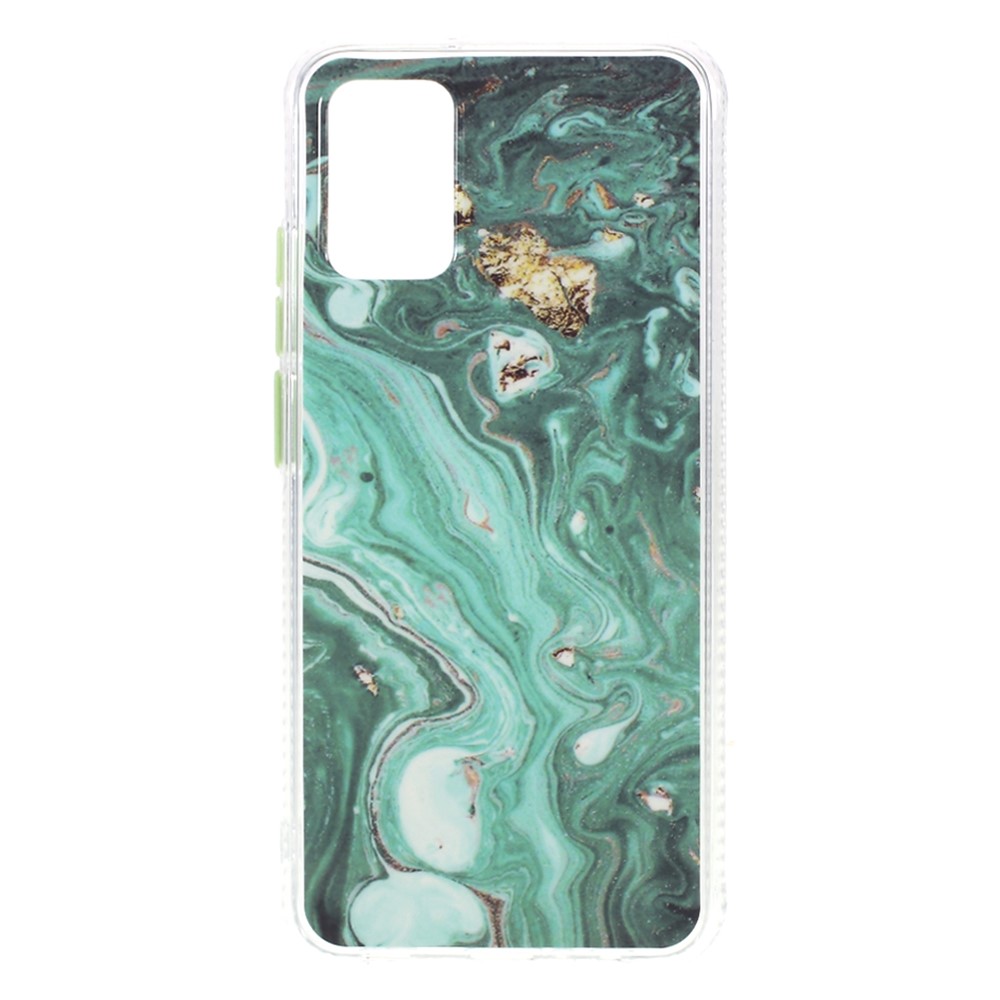 For Samsung Galaxy A02s (164.2x75.9x9.1mm) Glaze Marble Pattern Back PC + TPU Hybrid Phone Case - Green-1