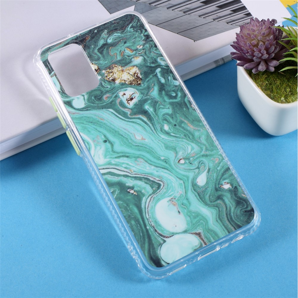 For Samsung Galaxy A02s (164.2x75.9x9.1mm) Glaze Marble Pattern Back PC + TPU Hybrid Phone Case - Green-2