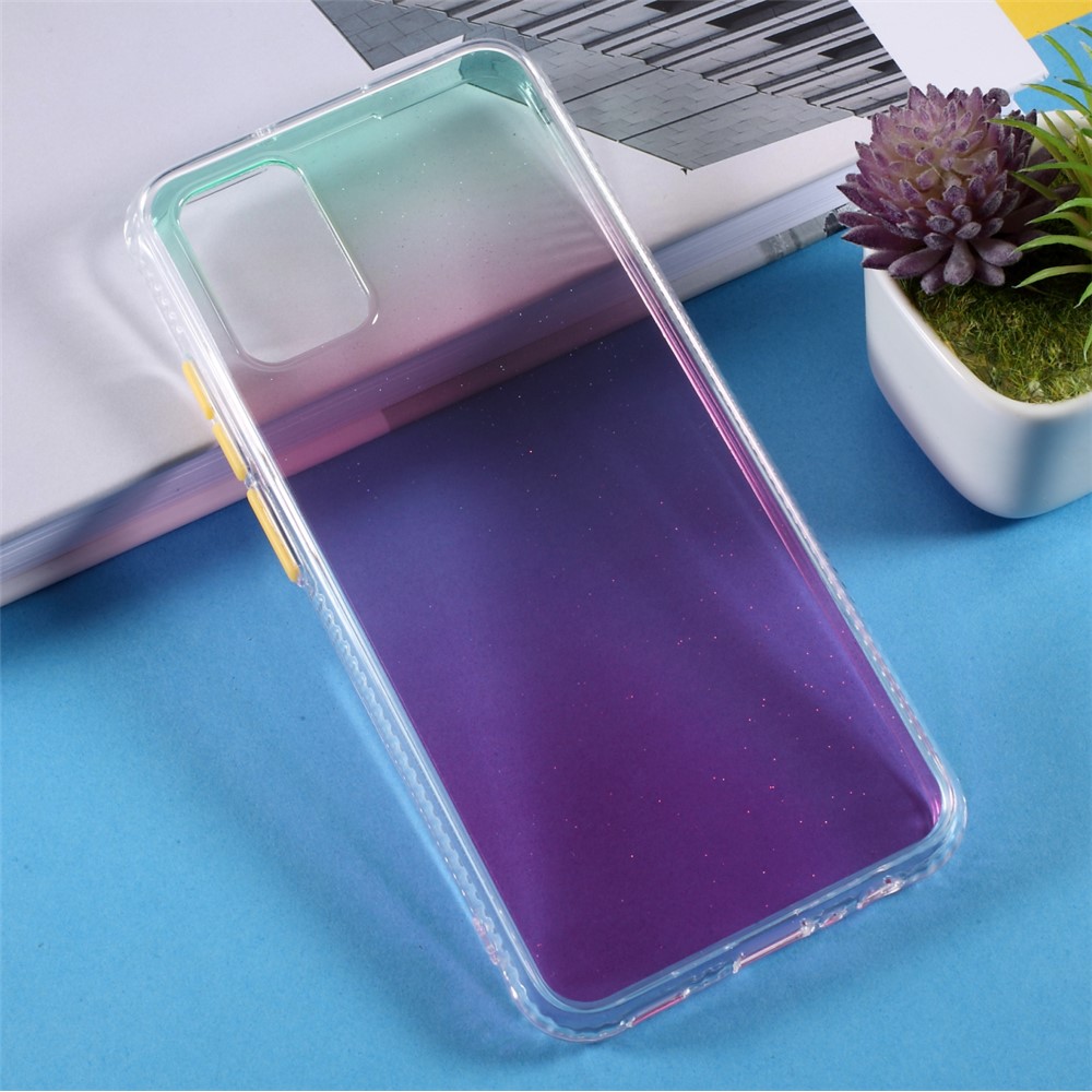 Gradient Soft TPU + Acrylic Combo Hybrid Phone Cover Shell for Samsung Galaxy A02s (164.2x75.9x9.1mm) - Purple-1