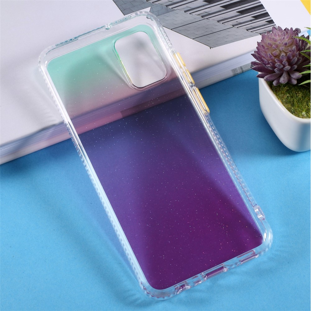 Gradient Soft TPU + Acrylic Combo Hybrid Phone Cover Shell for Samsung Galaxy A02s (164.2x75.9x9.1mm) - Purple-2