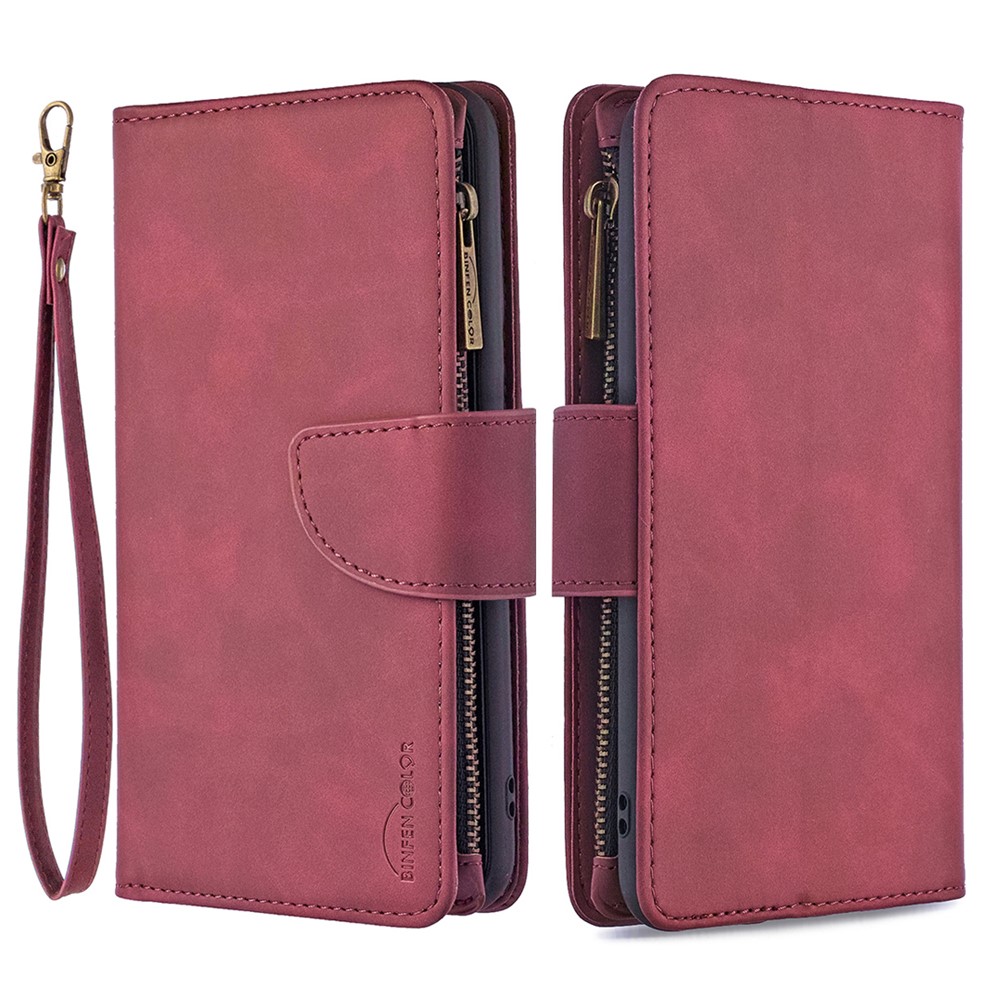 BF02 Silky Touch Skin Detachable 2-in-1 Leather Case Zipper Pocket Wallet Design Cover for Samsung Galaxy A32 5G - Red-1