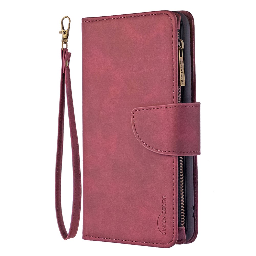 BF02 Silky Touch Skin Detachable 2-in-1 Leather Case Zipper Pocket Wallet Design Cover for Samsung Galaxy A32 5G - Red-3